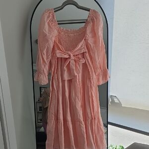 Pink Smocked Dress with Bow